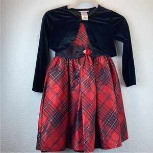 Jessica Ann‎ Red & Black Metallic Plaid Christmas Dress Girls 6x